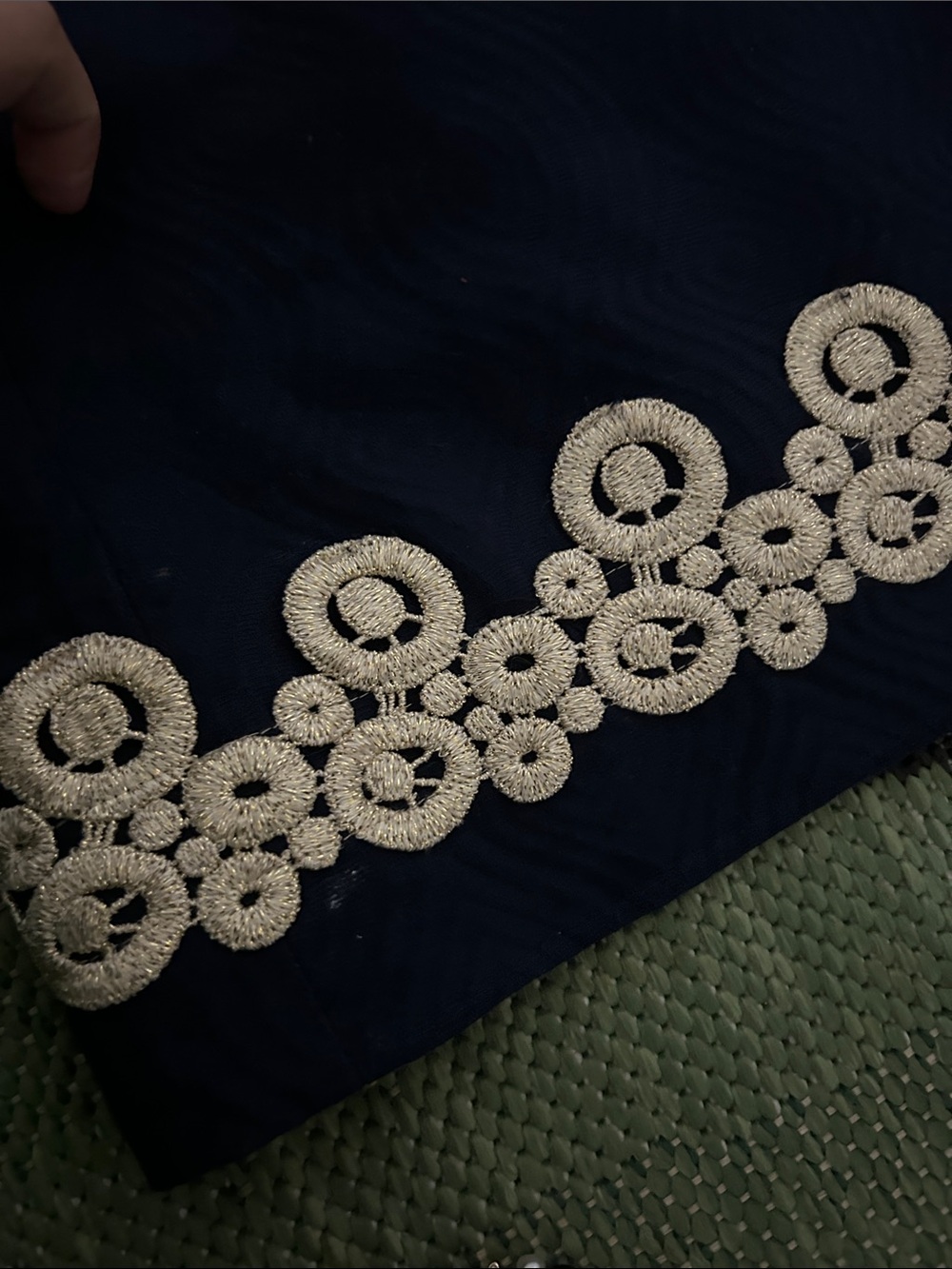 Lilly Pulitzer Navy Shift Dress with Cream Crochet Trim - Picture 7 of 16